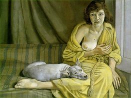 Fille avec un chien blanc