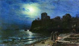 Nuit au clair de lune au bord de la mer