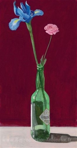Étude pour la nature morte avec des fleurs dans une bouteille de