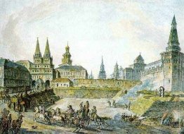 Vue des portes de Voskresenskiye (Resurrection) de Kitay Gorod,