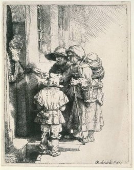 Mendiants à la porte d'une maison