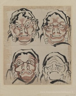 Croquis de quatre visages