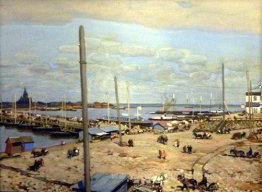 Le pont à travers la rivière Oka à Nizhny Novgorod