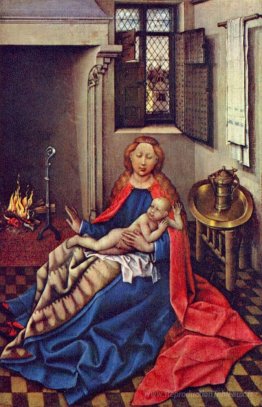 Madonna et enfant avant une cheminée