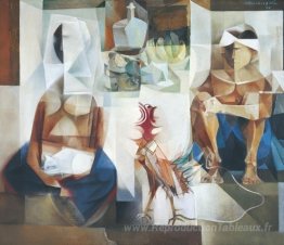 Deux hommes avec du coq