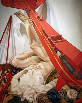 Nu avec un modèle rouge