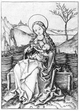 Madonna sur le banc de gazon