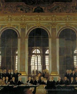 La signature de la paix dans la salle des miroirs, Versailles, 2