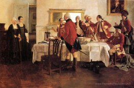 Soldats du manteau rouge grillant les dames de la maison