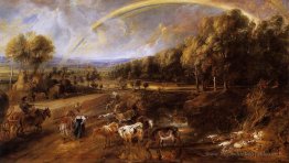 Paysage avec un arc-en-ciel