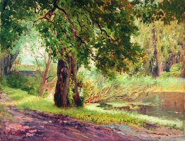 Sous les arbres verts (paysage d'été)