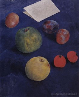 Fruit sur une nappe bleu