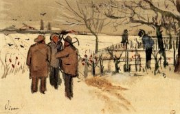 Les mineurs dans l'hiver de la neige