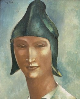 Tête d'un jeune homme dans un chapeau pointu