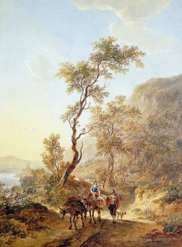 Paysage italien avec des bergers couple