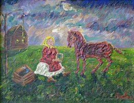 Une fille qui arroser le cheval
