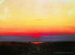 Coucher de soleil dans les steppes par la mer