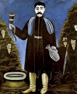 Noble avec une corne pour boire du vin
