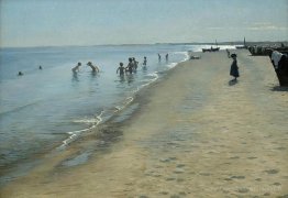 Jour d'été sur la plage du sud de Skagen