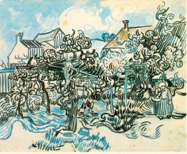 Vieil vignoble avec une paysanne
