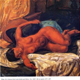 Fille colorée avec de l'or et de l'argent