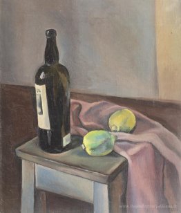 Nature morte avec bouteille de vin et citrons