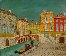 Venise: scène de canal avec un pont