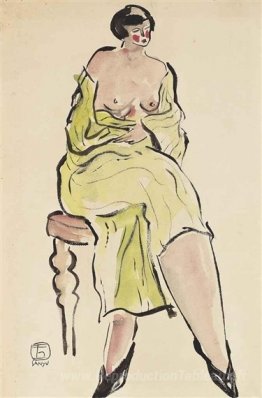 Dame assise en vert