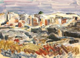 Paysage méridional avec des ruines
