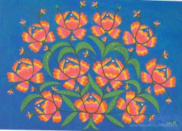 Un tas de fleurs rouges le jour de l'armée de lecture