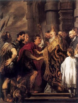 L'empereur Theodosius interdit par Saint-Ambrose pour entrer dan