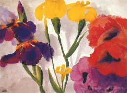 Iris et coquelicots