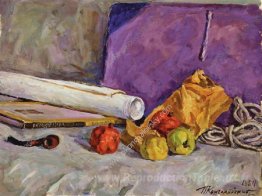 Nature morte. Convolution des cordes et autres objets sur le can