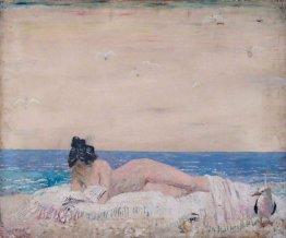 Modèle féminin nu (lecture au bord de la mer) 1930