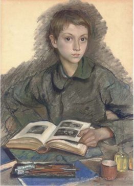 Portrait d'Aleksandr Serebriakov étudiant un album