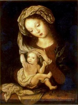 Madonna et enfant avec des cerises