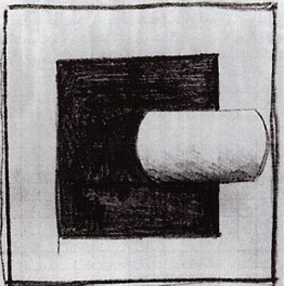 Carré noir et un tube blanc en forme