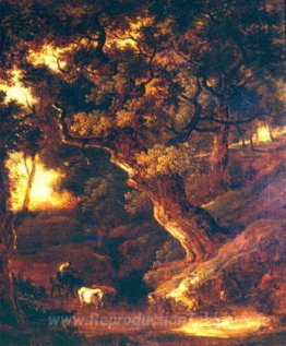 Paysage avec des vaches et une figure humaine