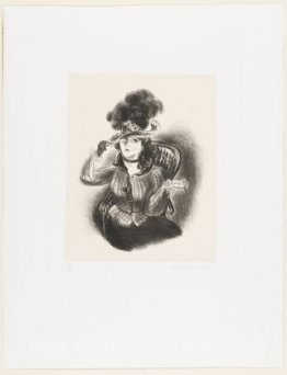 Fille en chapeau à plumes - (le chapeau à plumes)