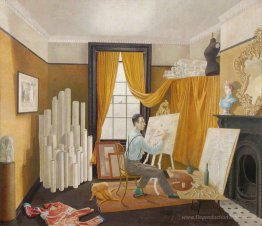 Edward Bawden travaille dans son studio