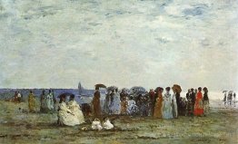 Baigneurs sur la plage à Trouville