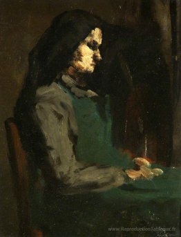 Femme avec un tablier vert