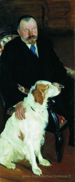 Portrait du Dr S. Y. Lyubimov avec un chien