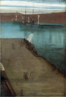 Sketch pour Nocturne dans la baie de Valparaiso bleu et doré