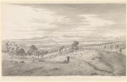 Vue depuis les collines chauves entre Ballarat et Creswick Creek