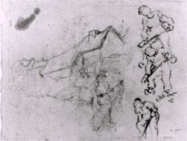 Croquis d'un chalet et des chiffres
