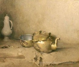 Bouilloire en laiton avec cafetière en porcelaine