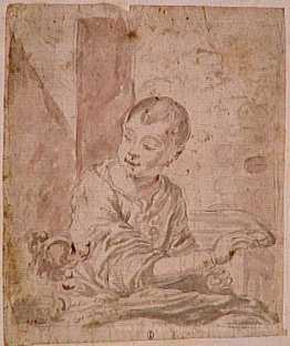 Enfant qui regarde un chien