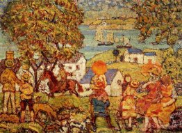 Figures de paysage, chalets et bateaux