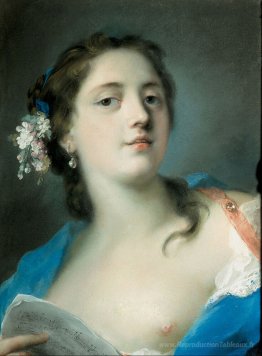 La chanteuse Faustina Bordoni avec une partition musicale